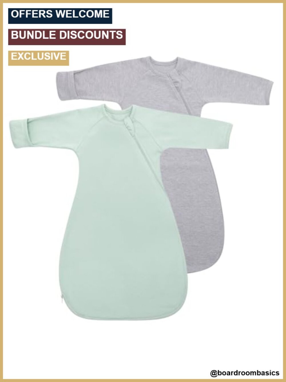 Organic Cotton Baby Swaddle Sleep Sack 2 Pack 0-3 Months Arms Up